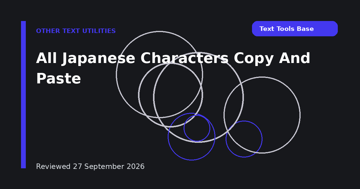 All Japanese Characters Copy And Paste
