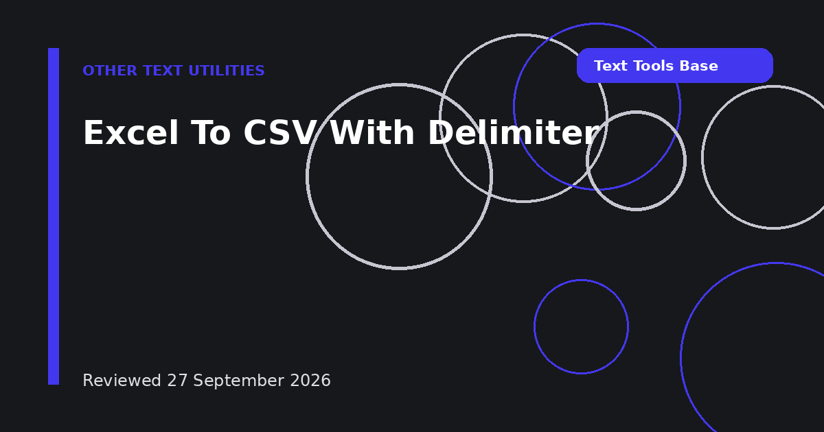 Excel To CSV With Delimiter