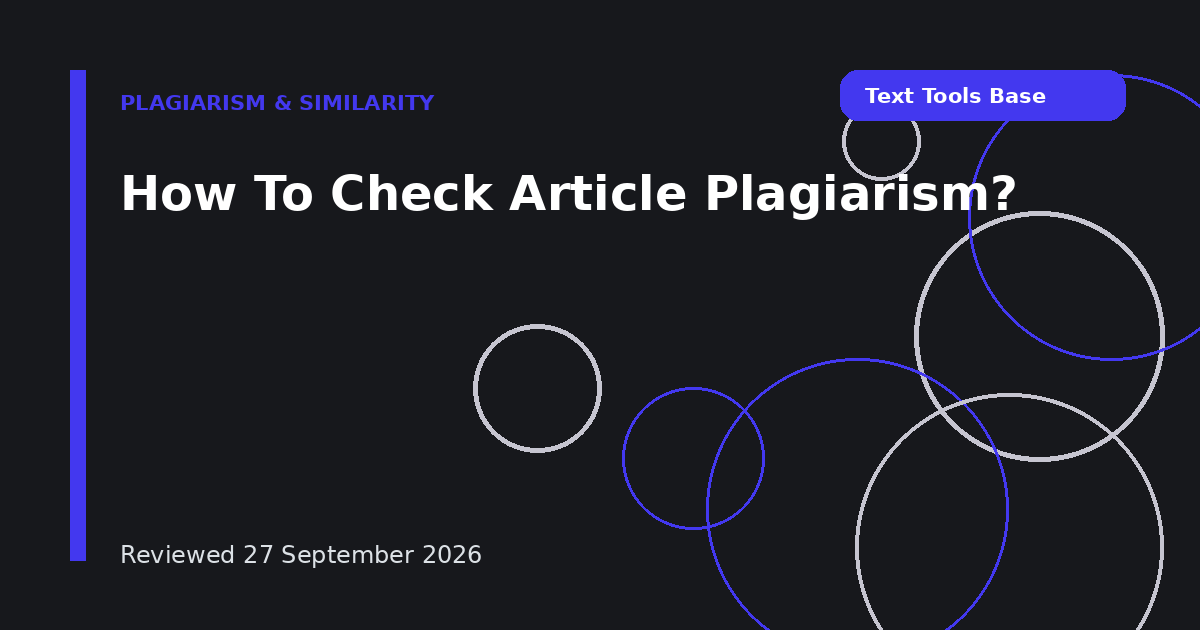 How To Check Article Plagiarism?