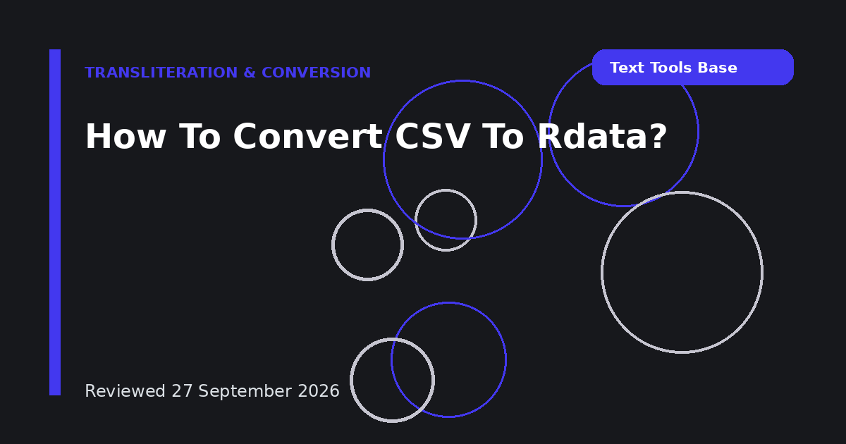 How To Convert CSV To Rdata?