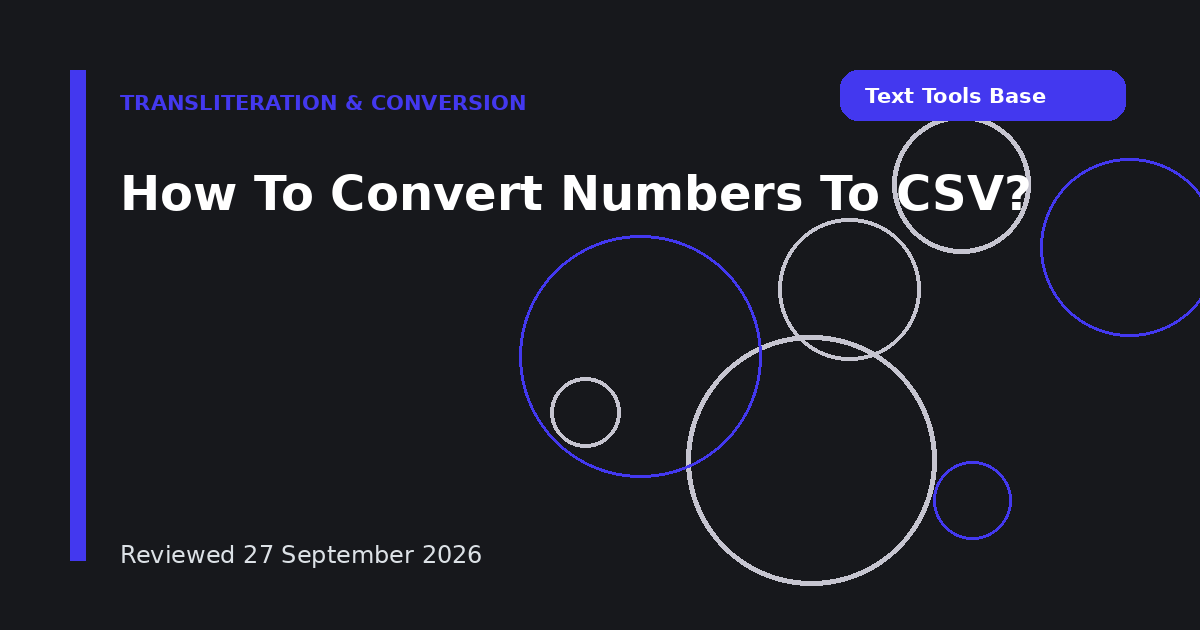 How To Convert Numbers To CSV?