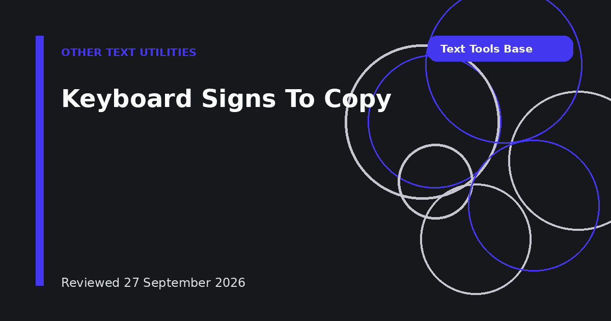Keyboard Signs To Copy