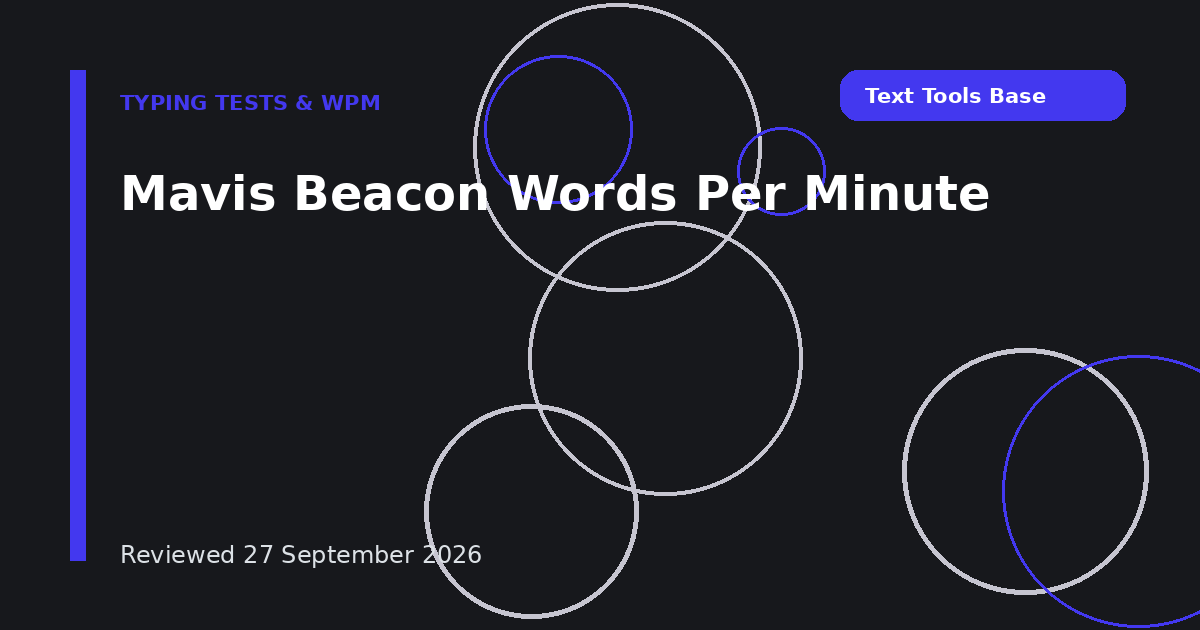 Mavis Beacon Words Per Minute